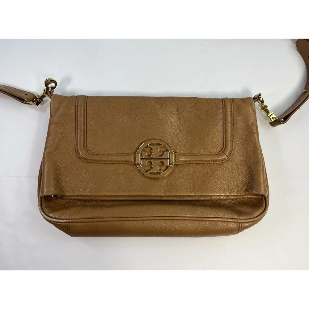 Tory Burch Handbag Amanda Fold Over Large Womens Leather Shoulder Bag Crossbody